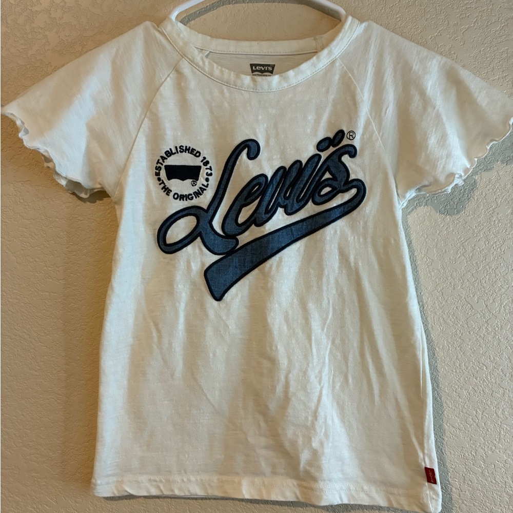 Levi's Cream and Blue Logo T-Shirt